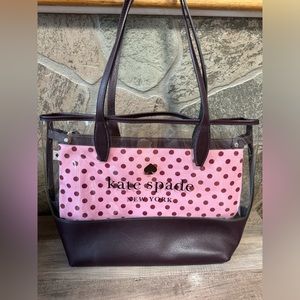 Brand New Kate Spade Large Clear Triple Compartment Large Tote Bird Dot’s